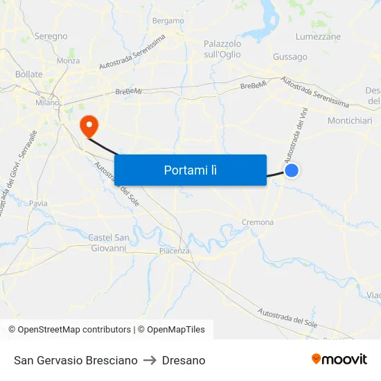 San Gervasio Bresciano to Dresano map