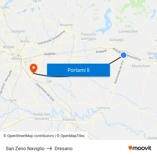 San Zeno Naviglio to Dresano map