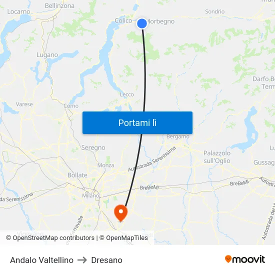 Andalo Valtellino to Dresano map