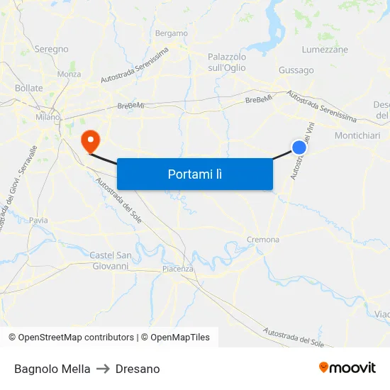 Bagnolo Mella to Dresano map
