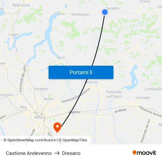 Castione Andevenno to Dresano map