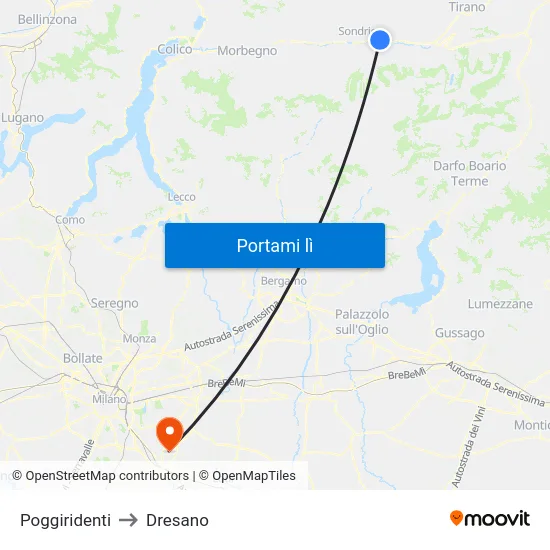 Poggiridenti to Dresano map