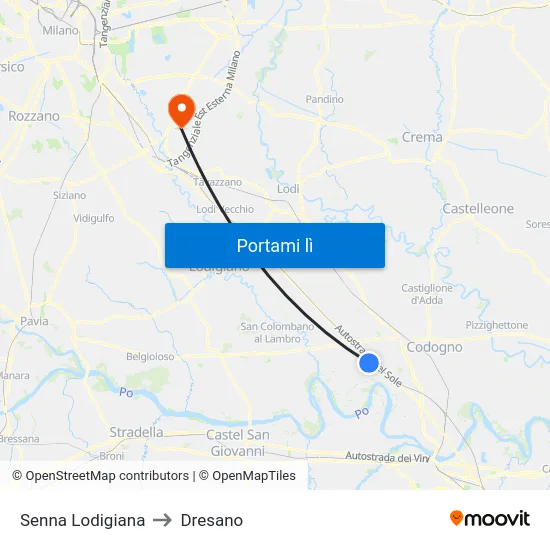 Senna Lodigiana to Dresano map