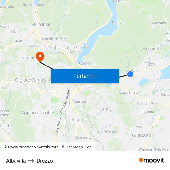 Albavilla to Drezzo map