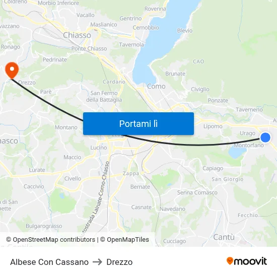 Albese Con Cassano to Drezzo map