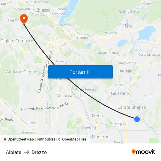 Albiate to Drezzo map