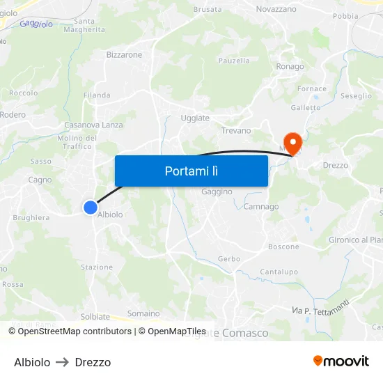 Albiolo to Drezzo map