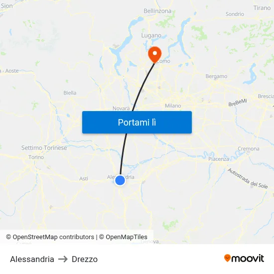 Alessandria to Drezzo map