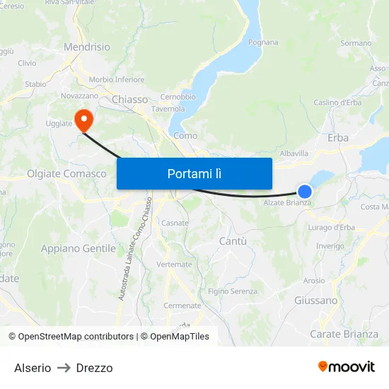 Alserio to Drezzo map