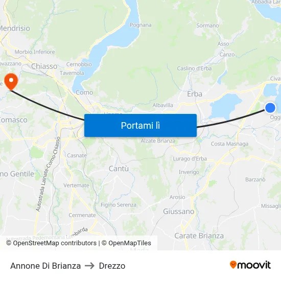 Annone Di Brianza to Drezzo map