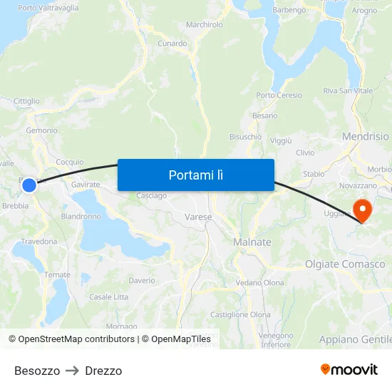 Besozzo to Drezzo map