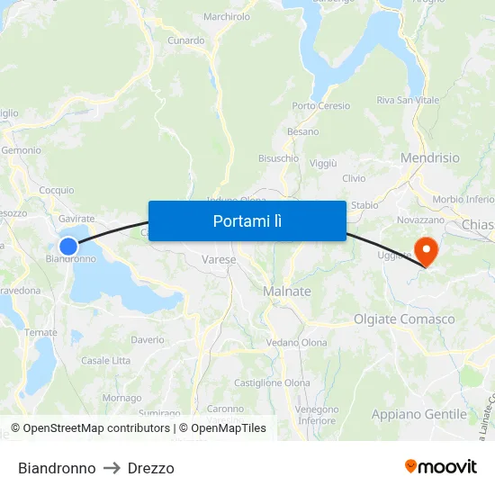 Biandronno to Drezzo map