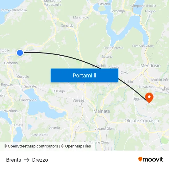 Brenta to Drezzo map