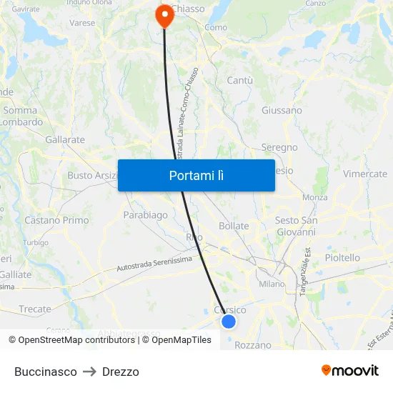 Buccinasco to Drezzo map