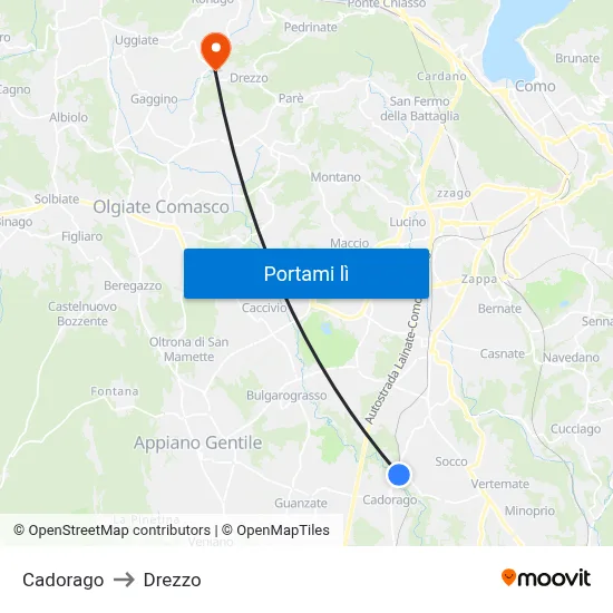 Cadorago to Drezzo map