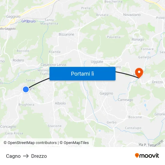 Cagno to Drezzo map