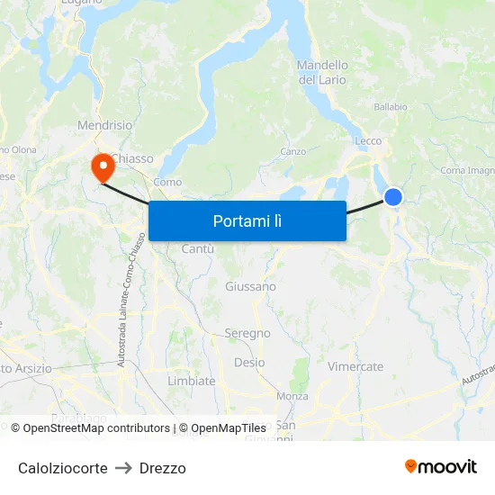 Calolziocorte to Drezzo map