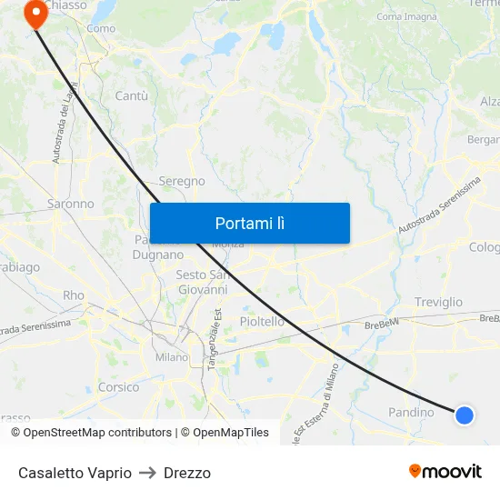 Casaletto Vaprio to Drezzo map