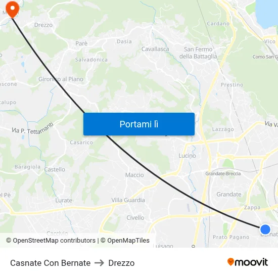 Casnate Con Bernate to Drezzo map