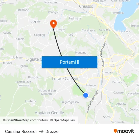 Cassina Rizzardi to Drezzo map