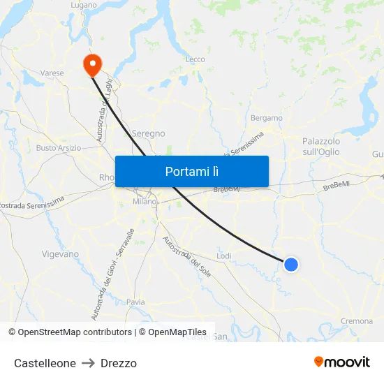 Castelleone to Drezzo map