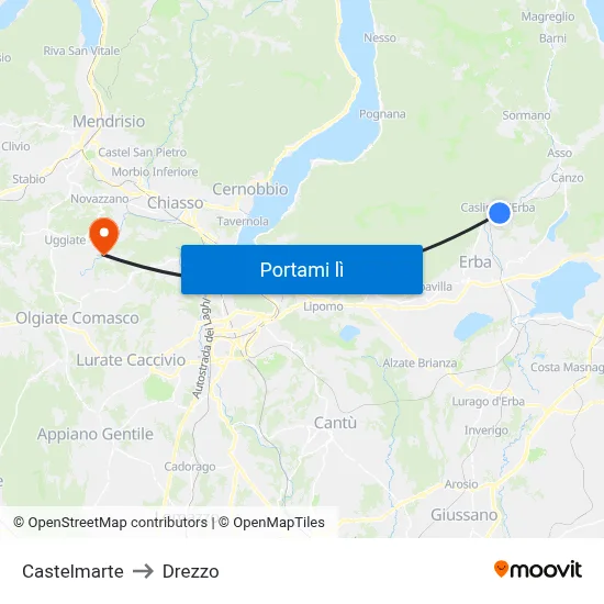 Castelmarte to Drezzo map