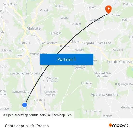 Castelseprio to Drezzo map