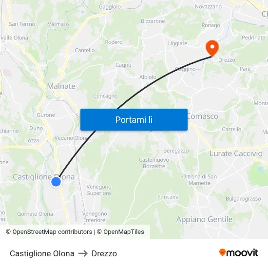 Castiglione Olona to Drezzo map