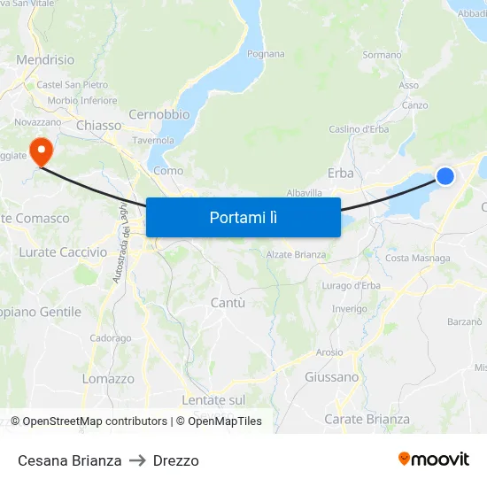 Cesana Brianza to Drezzo map