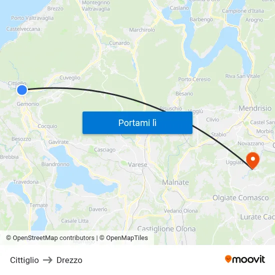 Cittiglio to Drezzo map