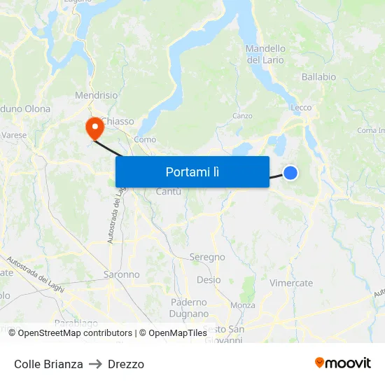Colle Brianza to Drezzo map