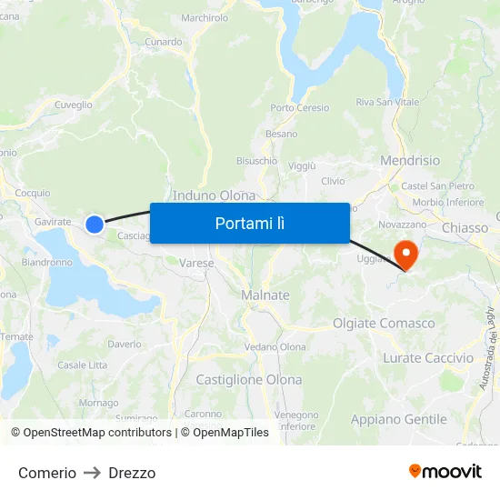 Comerio to Drezzo map