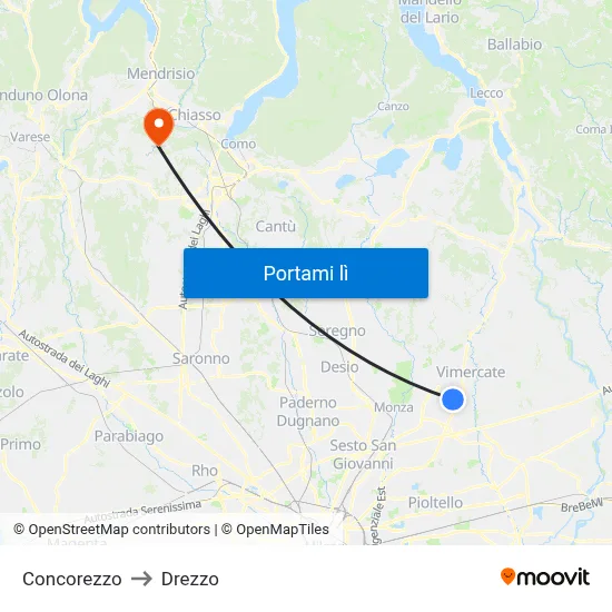 Concorezzo to Drezzo map