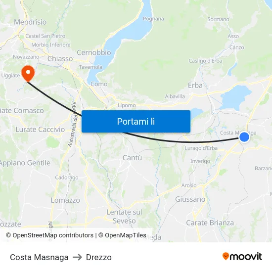 Costa Masnaga to Drezzo map