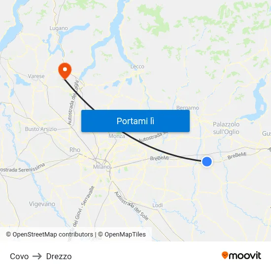 Covo to Drezzo map