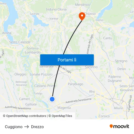 Cuggiono to Drezzo map