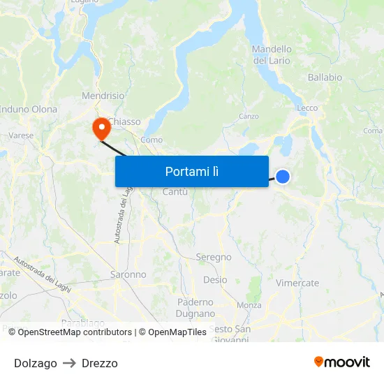 Dolzago to Drezzo map