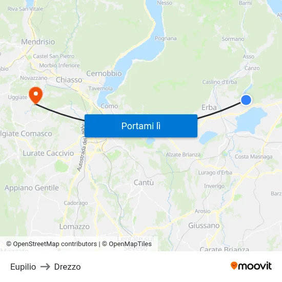 Eupilio to Drezzo map