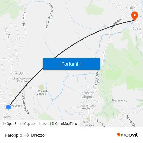 Faloppio to Drezzo map