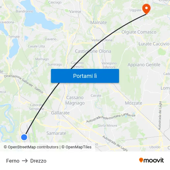 Ferno to Drezzo map