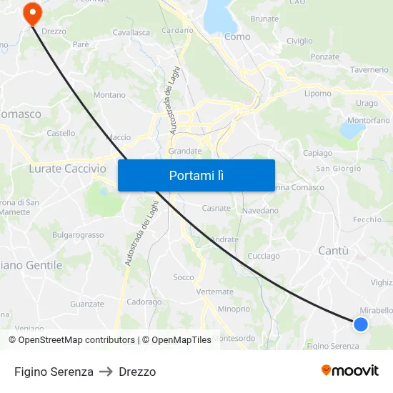 Figino Serenza to Drezzo map