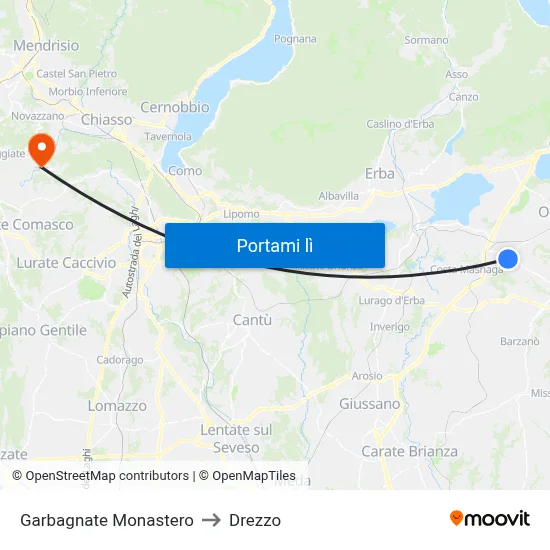 Garbagnate Monastero to Drezzo map