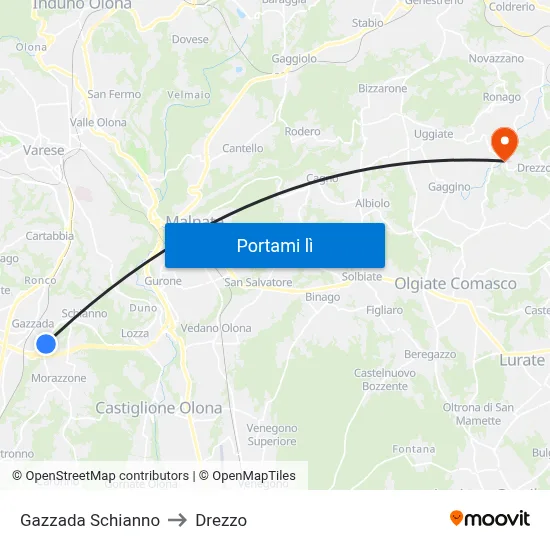 Gazzada Schianno to Drezzo map