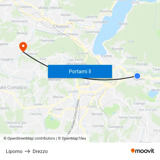 Lipomo to Drezzo map