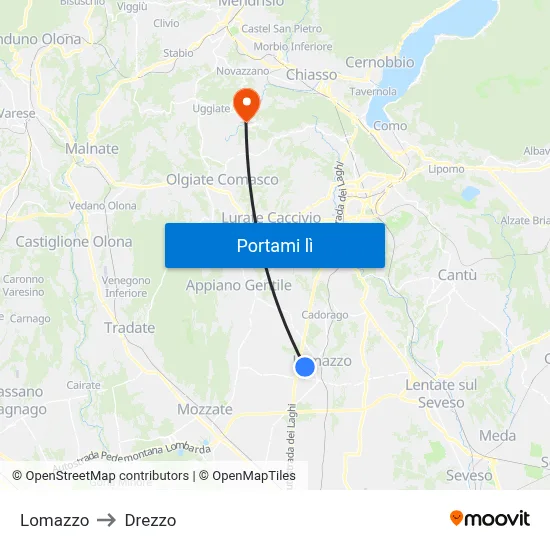 Lomazzo to Drezzo map