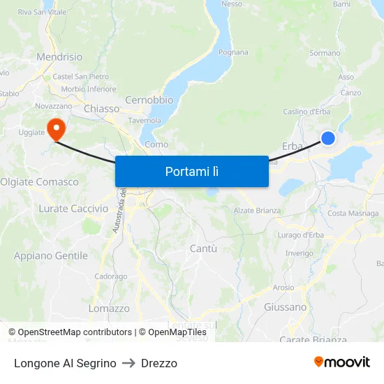 Longone Al Segrino to Drezzo map