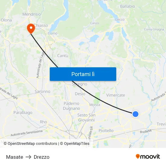 Masate to Drezzo map