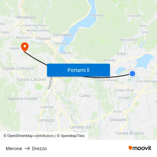 Merone to Drezzo map