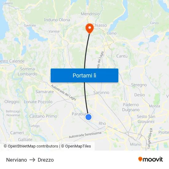 Nerviano to Drezzo map