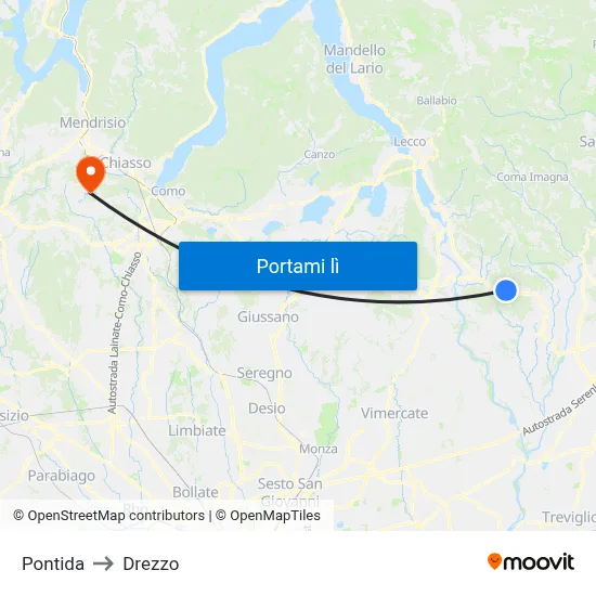 Pontida to Drezzo map